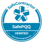 Safe PQQ verified logo blue for cambs fire safety safe contractor accreditation